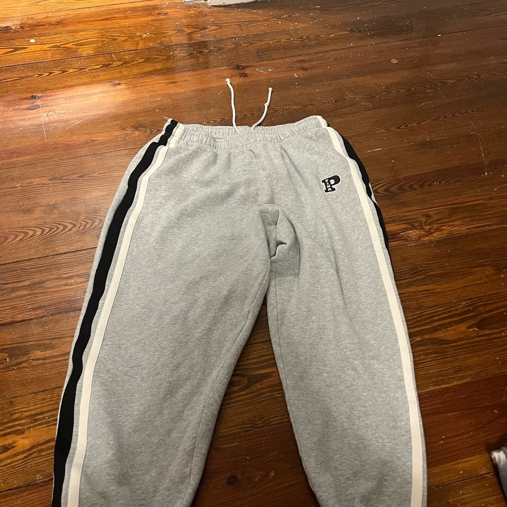 Gray Sweatpants with Black Stripes